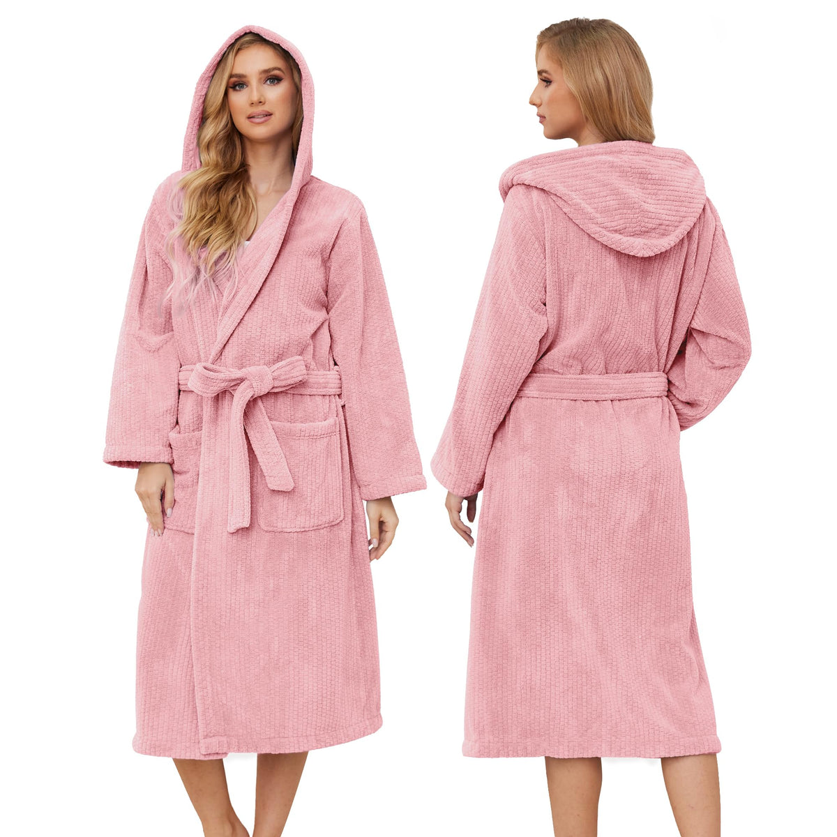 PJGGZ Hooded Bathrobes for Women, Soft Long Towel Robes for Women - Quick Dry yet Warm