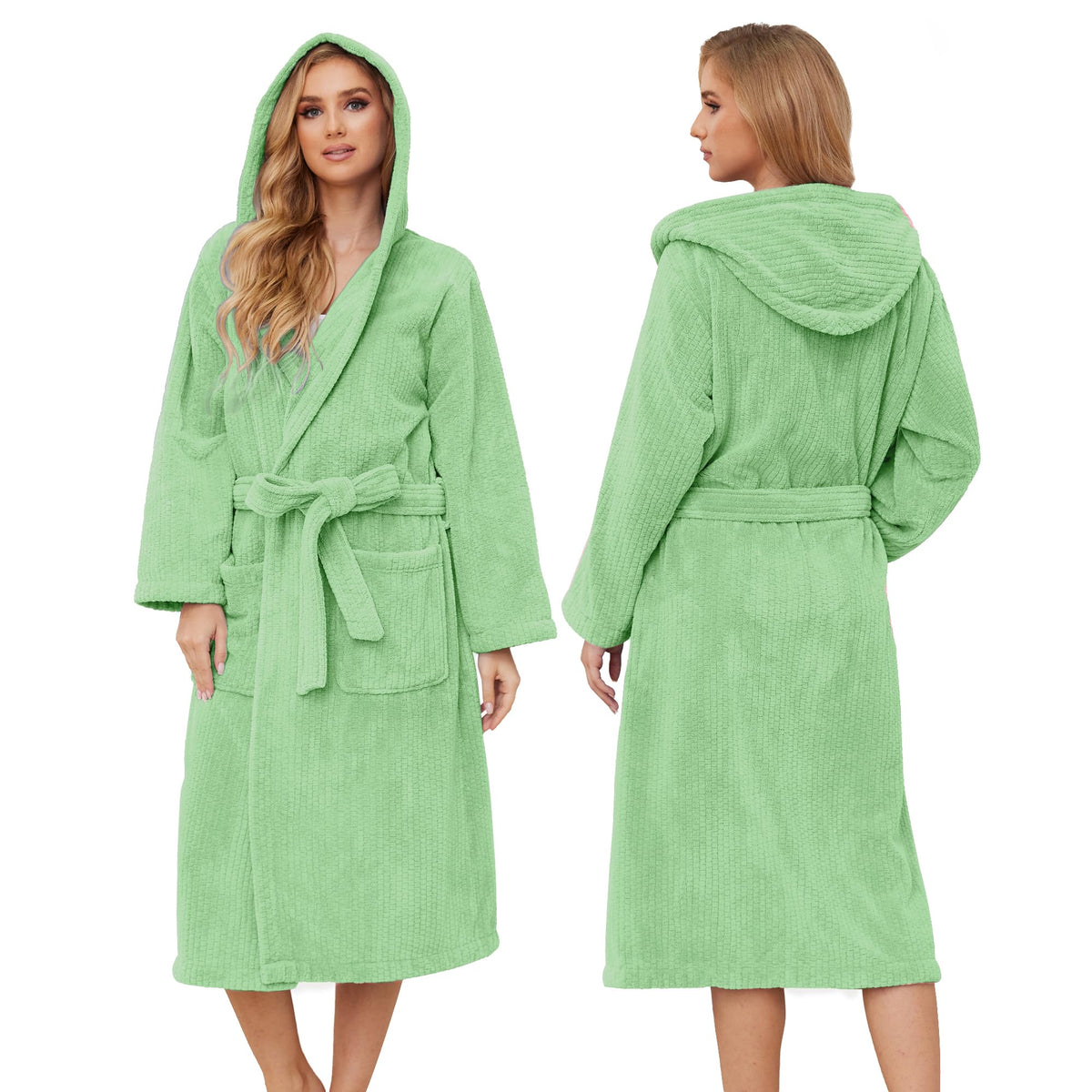 PJGGZ Hooded Bathrobes for Women, Soft Long Towel Robes for Women - Quick Dry yet Warm