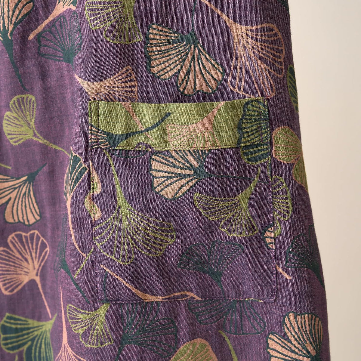 100% Cotton Gauze Ginkgo Leaf Kimono Robe, Long Knit Loose Loungewear Bathrobe Nightgown Ladies Sleepwear for Women