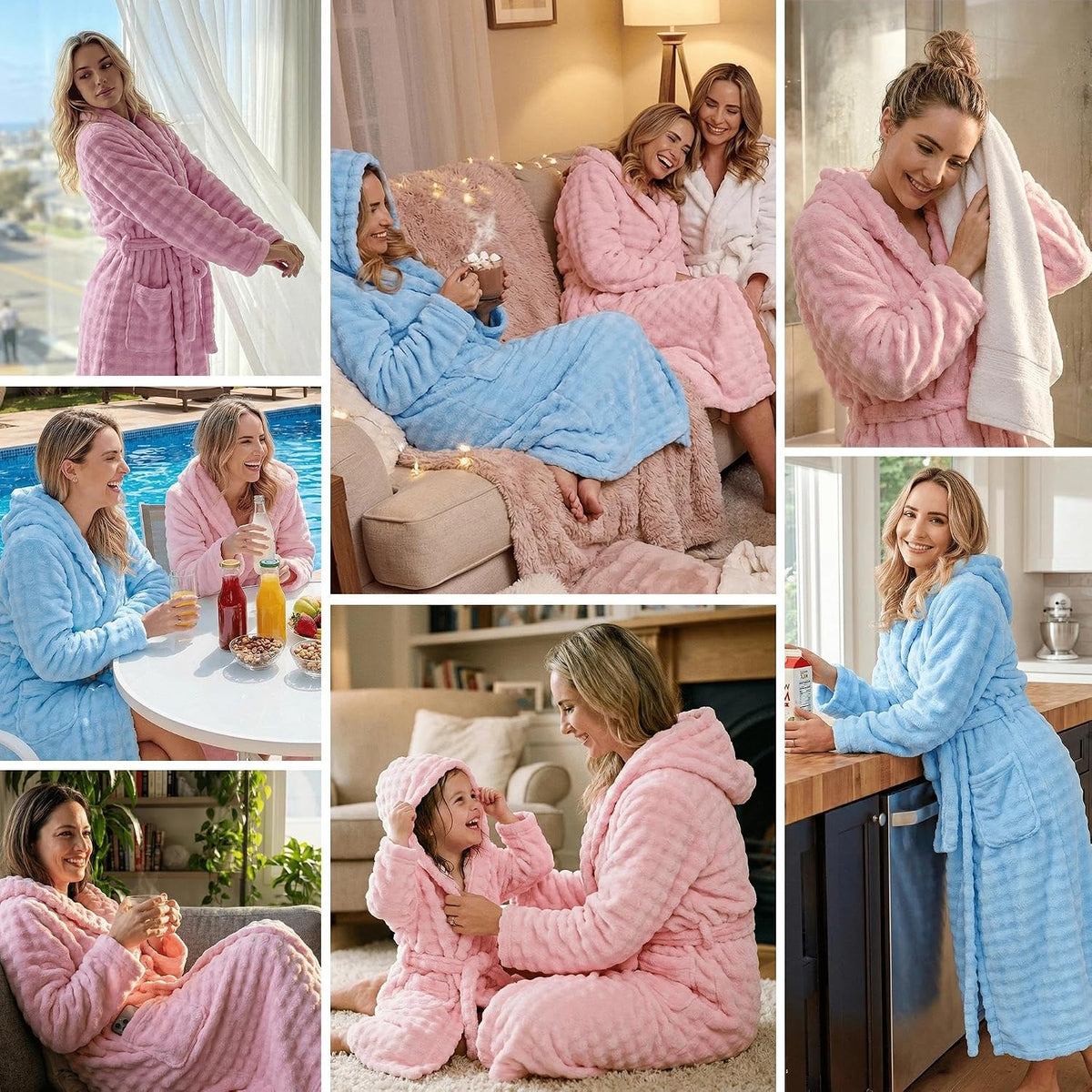 V.&GRIN Women Hooded Towel Robe, Quick-Dry Absorbent Long Bathrobe
