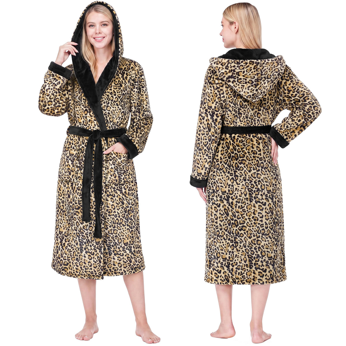 PAVILIA Womens Hooded Fleece Robe, Soft Plush Long Bathrobe with Hood