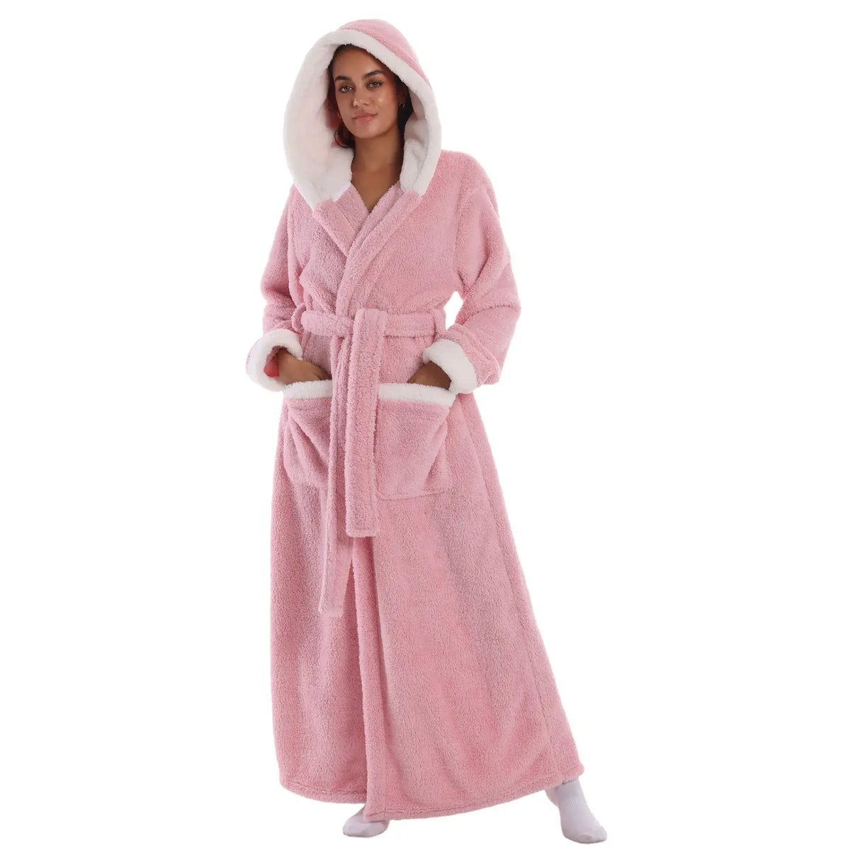 Msrlassn Cozy Soft Bathrobe Flannel Lined Hooded Robe for Women, Thickened Long Sleeve Pyjamas Cute Print Home Loungewear Sleepwear Halloween
