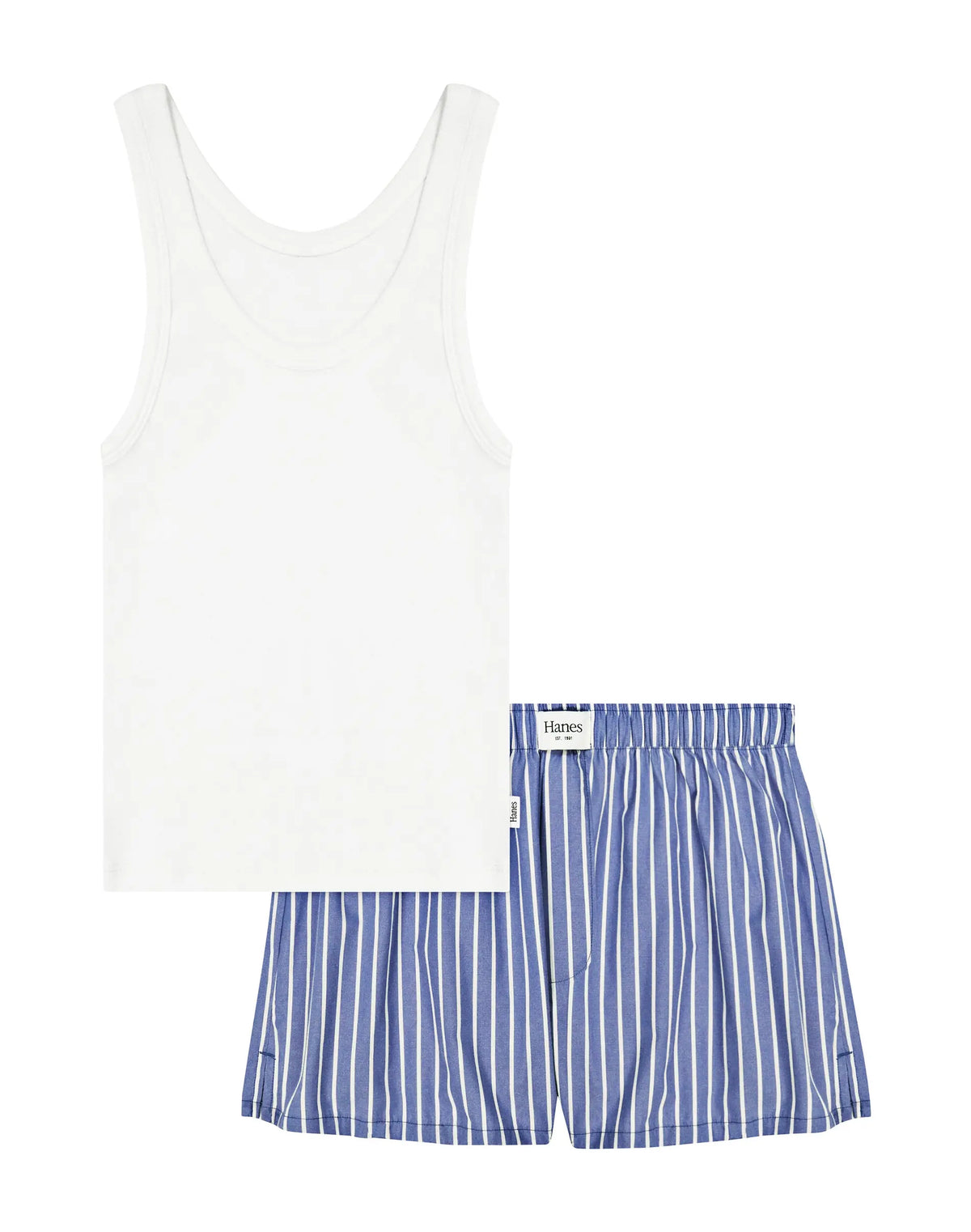Hanes Originals Women's Comfywear Pajama Set, Sleep Top & Woven Shorts, Loungewear