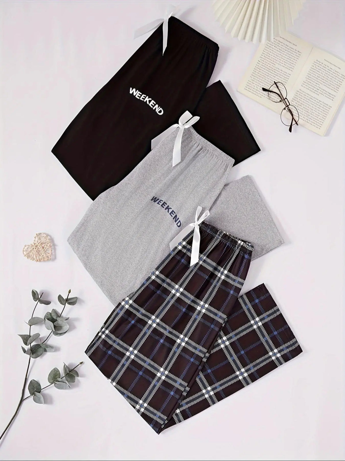 Women's Plaid & Letter Print Pajama Pants, Casual Comfy Breathable Homewear Loungewear Trousers, Ladies Sleepwear for All Seasons Pjs