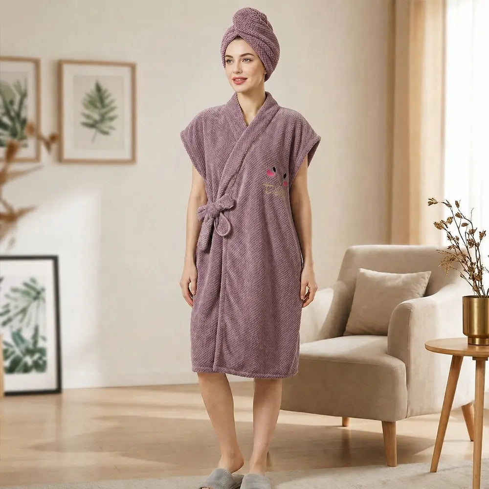 2-Pack Short Sleeve Tie-Back Bathrobes, Pineapple Pattern, Breathable Absorbent Towels, Soft Comfort, Reusable, Home, Swim, Spa, Travel, Hotel