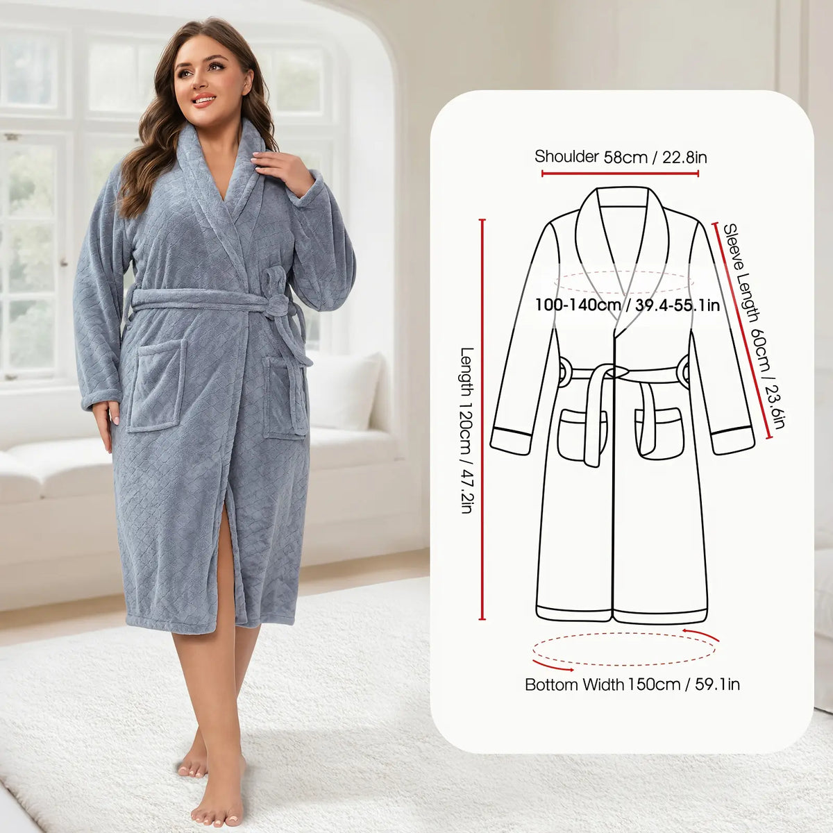 1 Pcs Bathrobe / 2-Piece Bath Skirts Set - 80x210cm & 80x160cm, 350GSM, Oversized Bathing Towel + Ladies' Bath Cap + Adjustable Wearable Skirt, Fits M-XXXXL, Thickened, Ideal for Home, Travel, Sauna & Spa