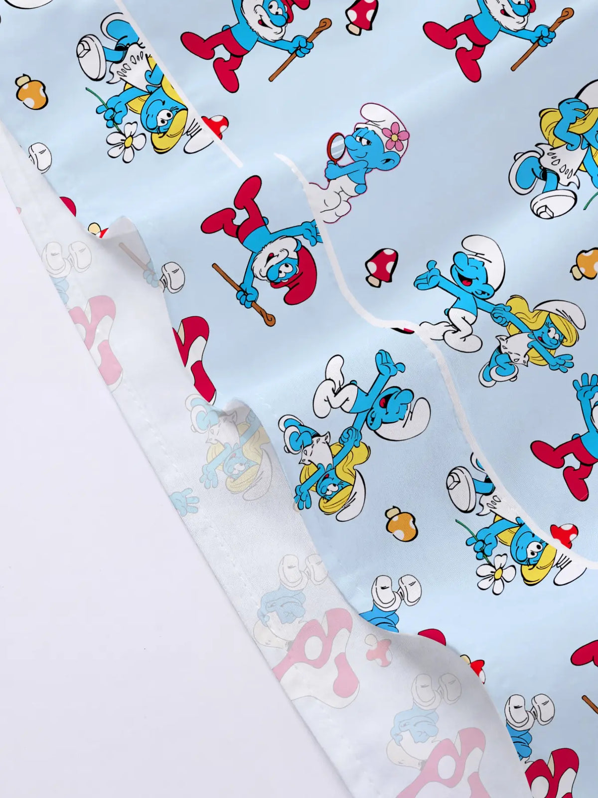 3-Piece Light Blue Smurfette Women's Loungewear Pajama Set, Short Sleeve Button-Down Top, Elastic Shorts & Pants, Comfortable Home Wear, Pajamas Sleepwear