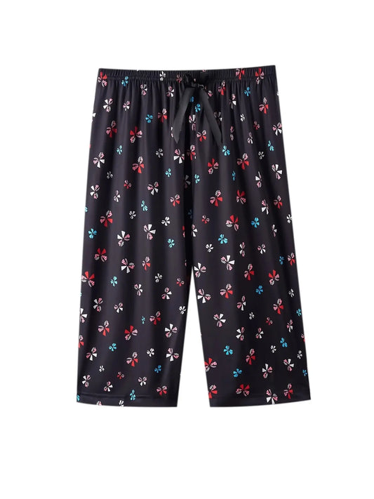 Women's Loose Fit Casual Pants Set, Pajama Set, Butterfly Printed Summer Sleepwear Shorts, All-Over Print Home Wear, Plus Size Boho Style, Loungewear, Homewear, Relaxed Fit Sleepwear, Pajamas Sets, Loose Lounge Clothes