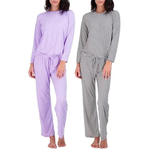 Real Essentials 2 Pack: Women's Comfy Pajama Sets - Short Sleeve Ladies Loungewear Sleepwear PJs (Available In Plus)