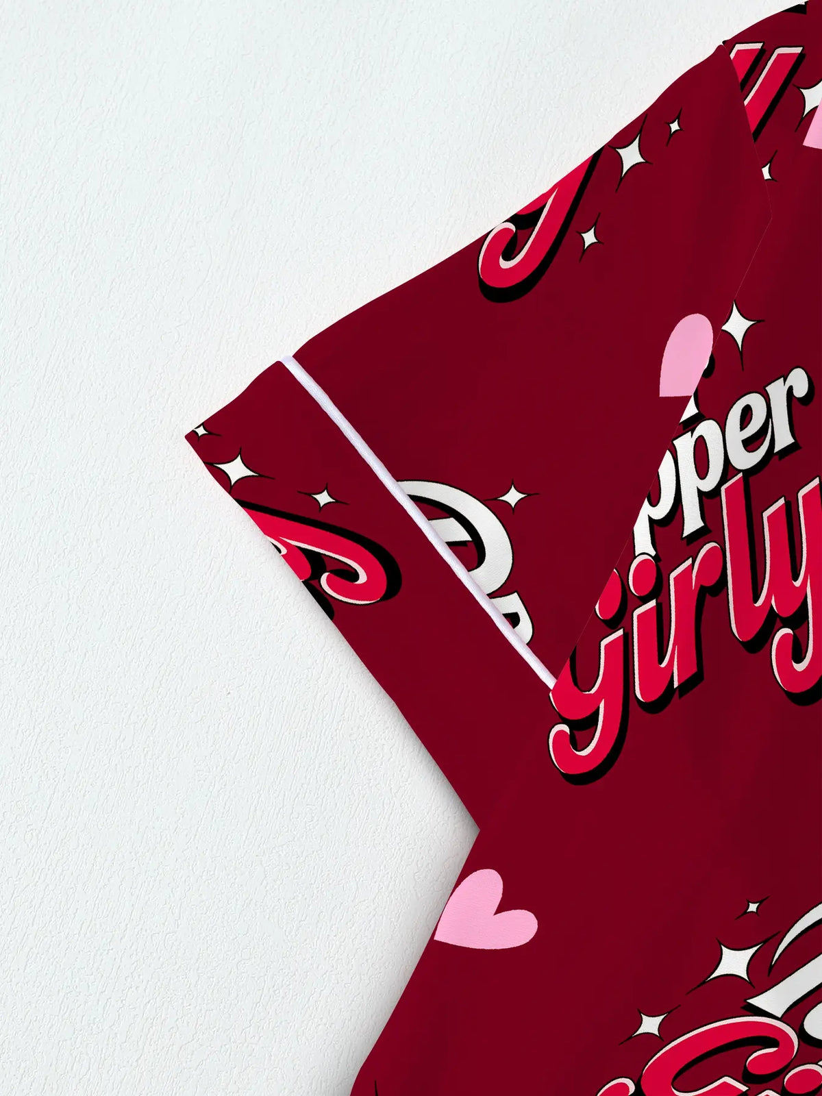 Dr.Pepper girl Women's Valentine's Day Sleepwear Set, Matching Pj Set, Pajama Set, Cute Butterfly Design, Short Sleeve Lapel Button Top & Shorts, Casual Home Wear, All Seasons