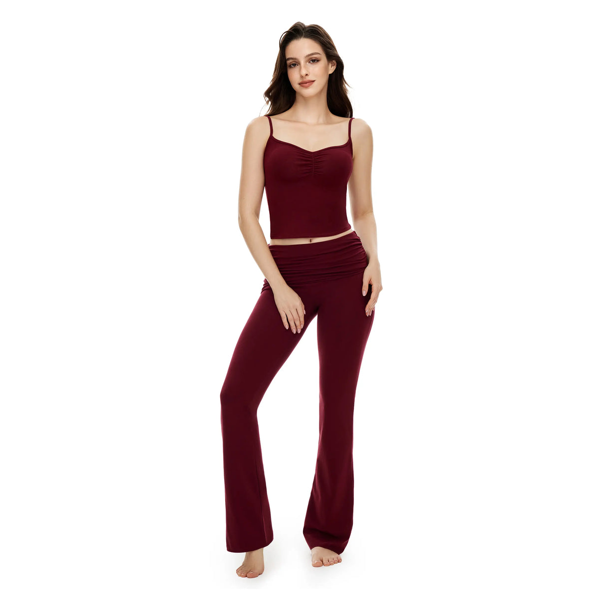 PUMIEY Women's 2-Piece Cami Lounge Outfit, Buttery Soft Matching Sets with Ruched Waist and Adjustable Straps, Minimalist Everyday Clothes, Women's Clothes, Outfits, Two Piece Sets Pajama Set Womenswear SohoChic