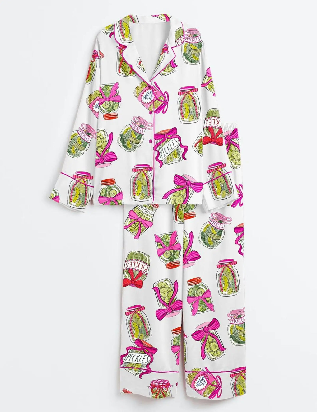 Women's Style 2-Piece Printed Satin Pajama Set - Lightweight, Elastic, Drawstring, Short-Sleeve & Long-Sleeve Loungewear Nightwear
