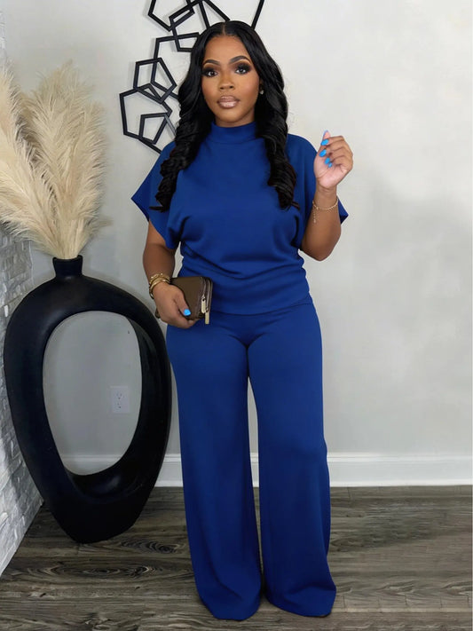 USBOUTIQUE CHIC Women's Stretchy Comfortable Two Piece Lounge Set Short Sleeve Top and Drawstring Pants Casual Everyday Relaxed Fit