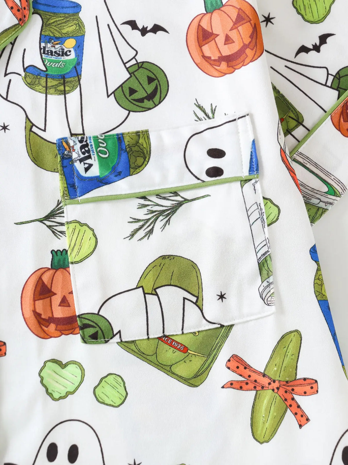 Women's Halloween Pyjama Set, Fun Print Pumpkin Nurse Ghost Full Print, Fitted Short Sleeve Top + Loose Comfortable Shorts, Casual Sleepwear, Halloween Loungewear