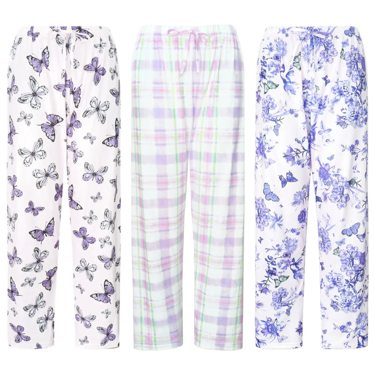 2026 Cute Summer 3 PCS Set Per Pack Sleeping Pants Women's Soft Drawstring Elastic Waist Loose Cute Heart Knit Causal Pajamas Trousers Red PJ Bottom Comfort Loungewear  Fabric Casual Floral Pajama Set pantalón  pijama matching pants pjs pants  pyjama